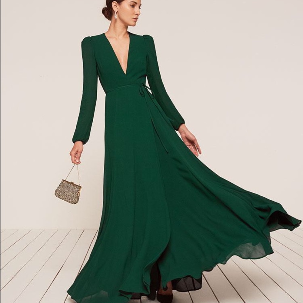 Reformation Milan Dress, XS in Emerald